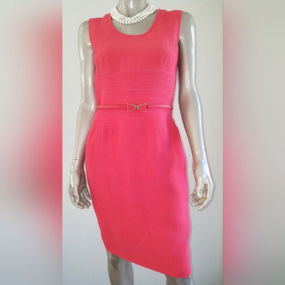 $3,800 OSCAR DE LA RENTA GORGEOUS CORAL RED WOOL SILK LINED RUNWAY DRESS US 6 - Picture 3 of 11